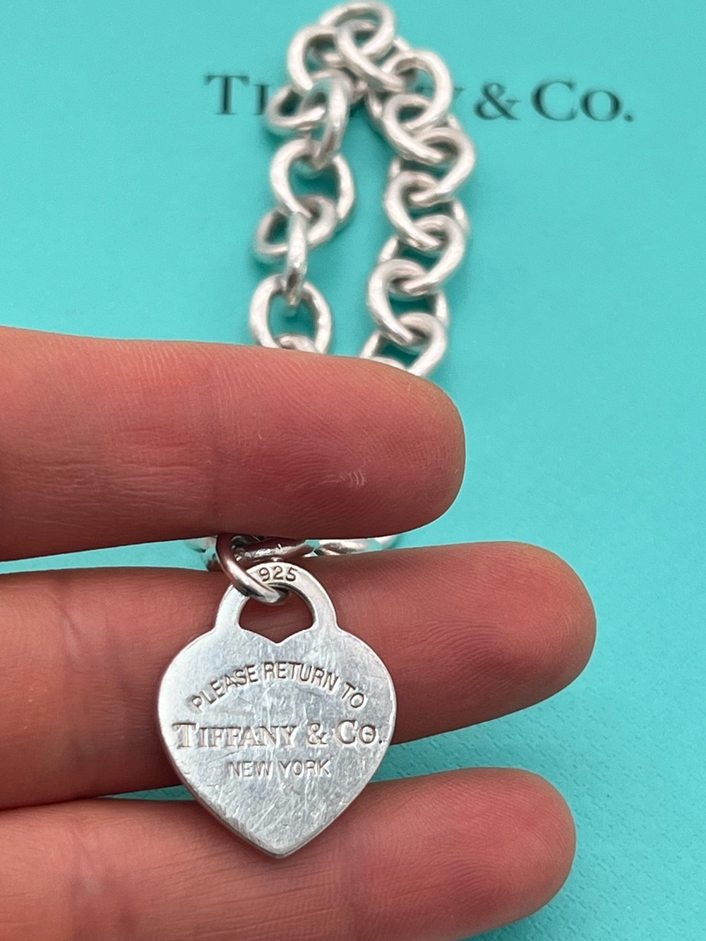 🔴Authentic TIFFANY & CO Sterling Silver RTT Heart Tag Charm Link Bracelet🔴 - Picture 7 of 10